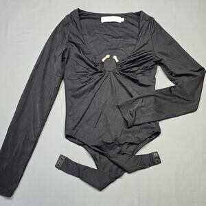 Lizette Collection Black Bodysuit Thong Intimates Stretch Jeweled Women's Size S